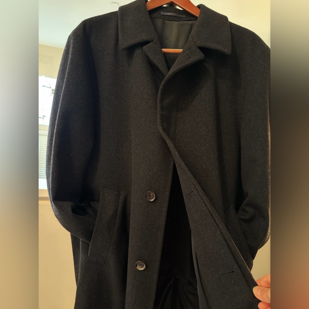 😱😍EDUARD DRESSLER Men's Wool and Cashmere Overcoat in Black, Size L